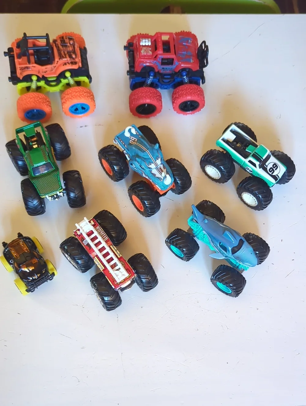 Assorted Kids Monster Truck Toy Set - Blue, Green, Orange & Red
